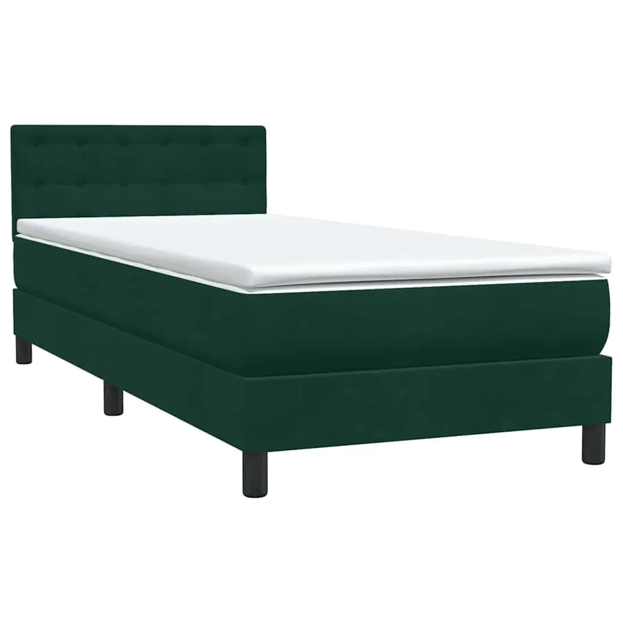 Sommier à lattes de lit et matelas vert foncé 90x220 cm velours - 4