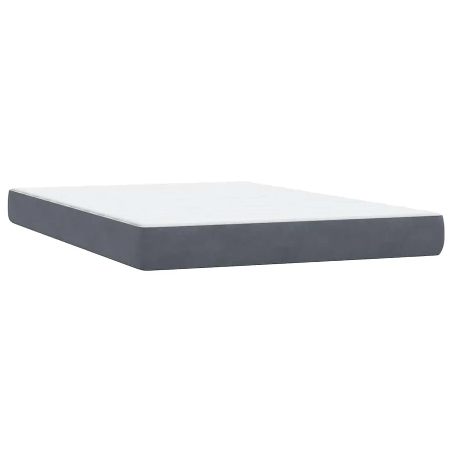Sommier à lattes de lit et matelas et LED gris foncé 140x210cm velours - 8