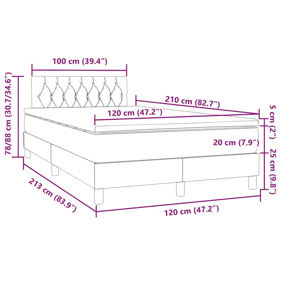Sommier à lattes de lit et matelas gris foncé 120x210cm velours - 12