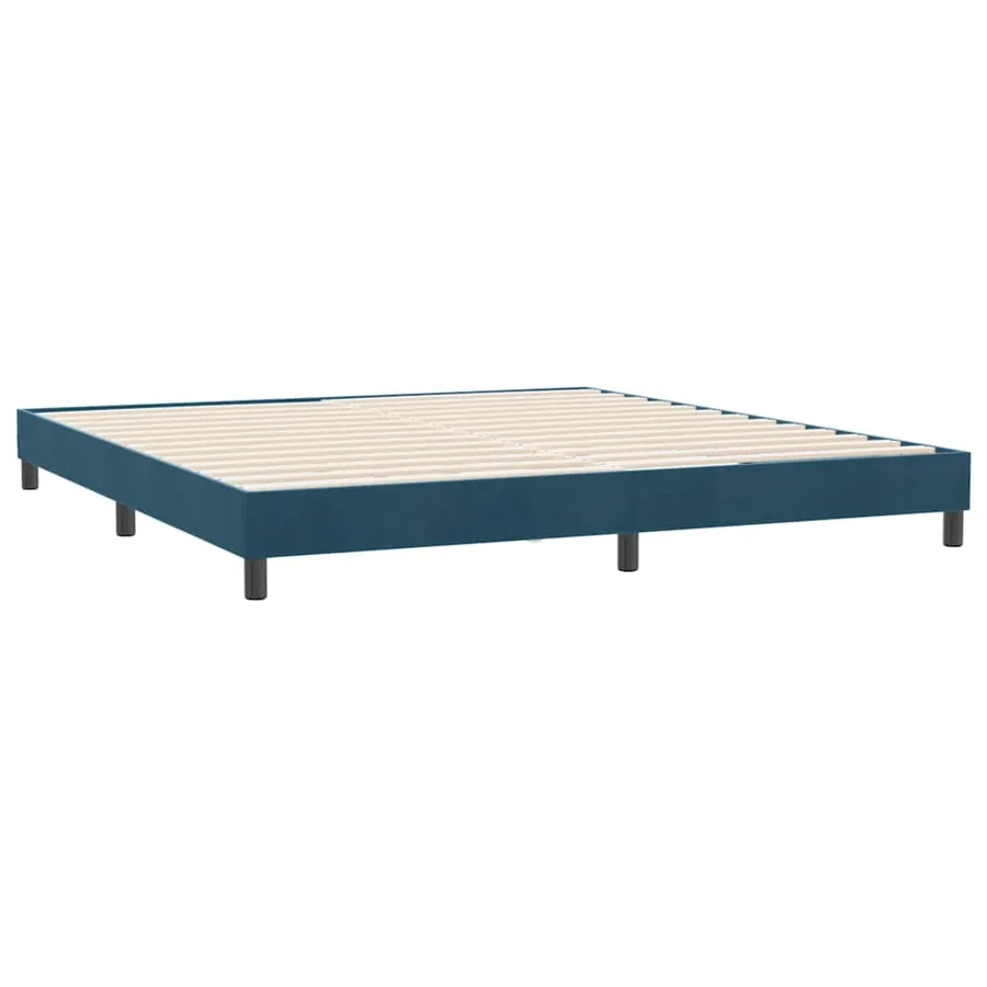 Sommier à lattes de lit et matelas et LED bleu foncé 180x210cm velours - 6