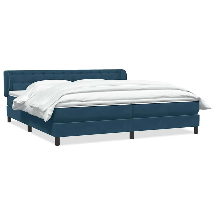 Sommier à lattes de lit et matelas bleu foncé 180x210cm velours - 2