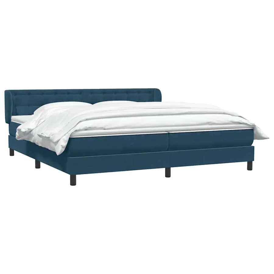 Sommier à lattes de lit et matelas bleu foncé 180x210cm velours - 3