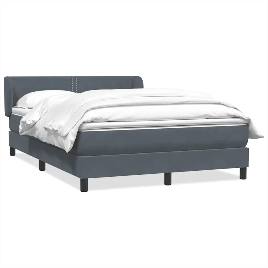 Sommier à lattes de lit et matelas gris foncé 140x210cm velours - 2