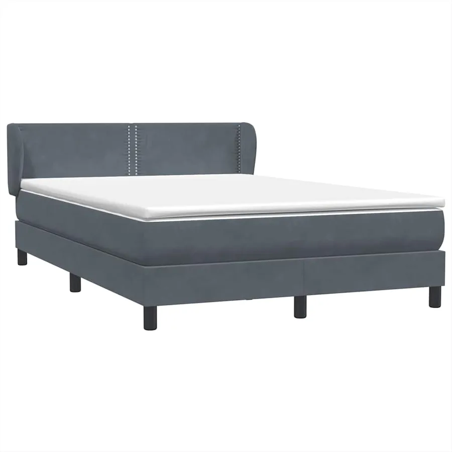 Sommier à lattes de lit et matelas gris foncé 140x210cm velours - 4