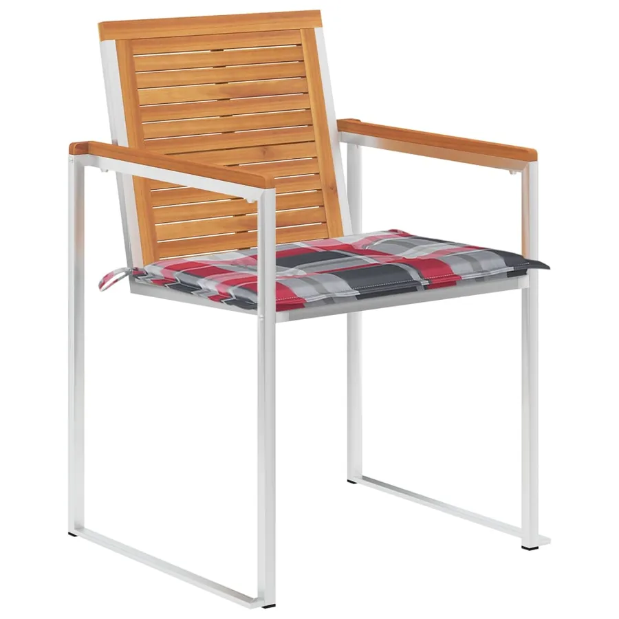 Chaises de jardin lot de 6 avec coussins Bois d'acacia solide - 2