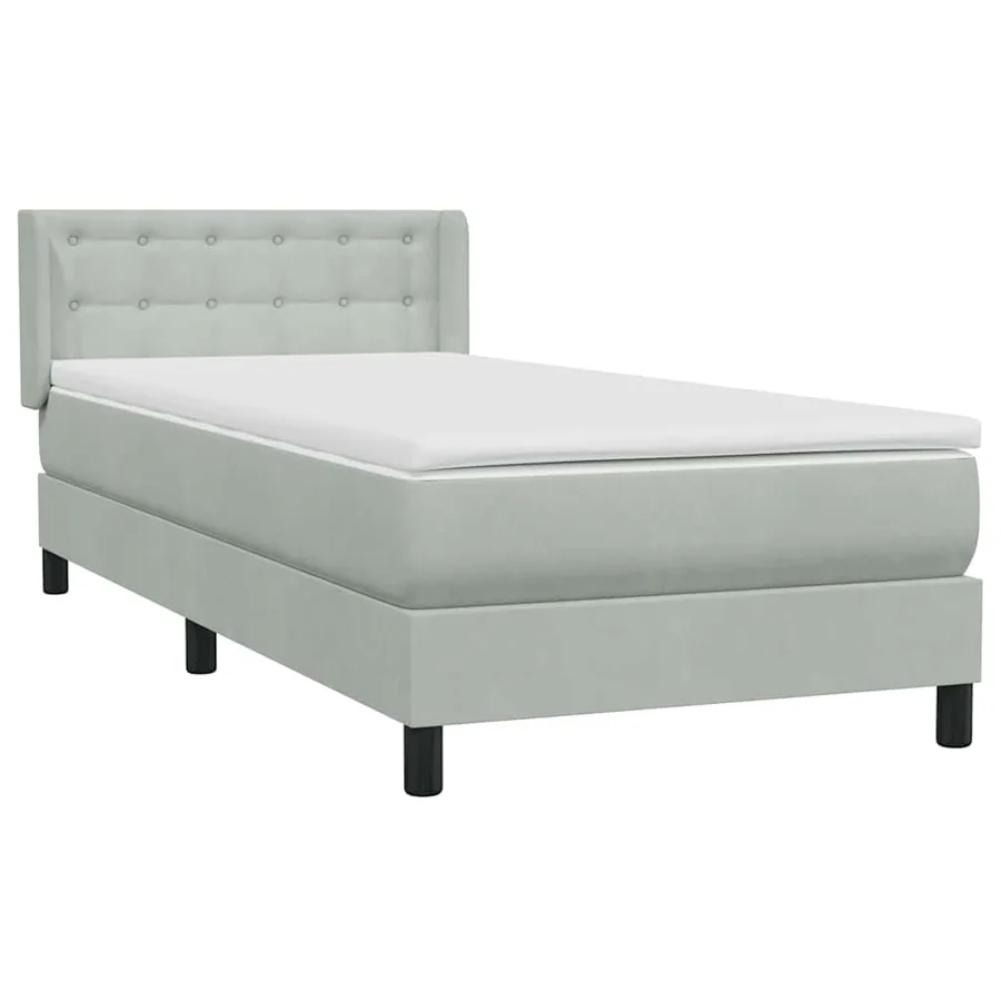 Sommier à lattes de lit et matelas gris clair 100x210cm velours - 4