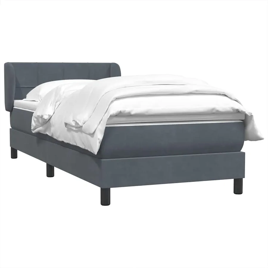 Sommier à lattes de lit et matelas gris foncé 100x210cm velours - 3