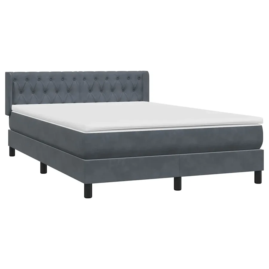 Sommier à lattes de lit et matelas gris foncé 160x210cm velours - 4