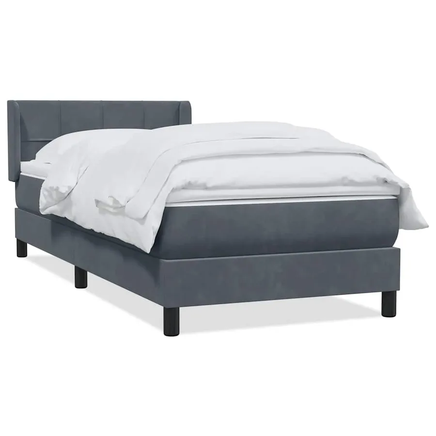Sommier à lattes de lit et matelas gris foncé 100x210cm velours - 2
