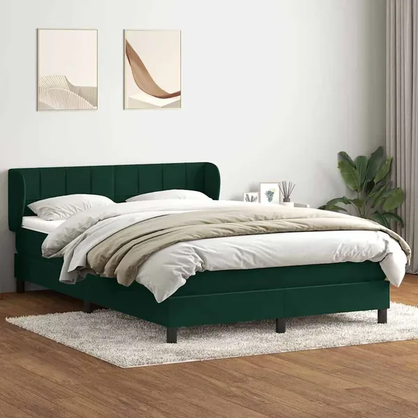 Sommier à lattes de lit et matelas vert foncé 160x210cm velours