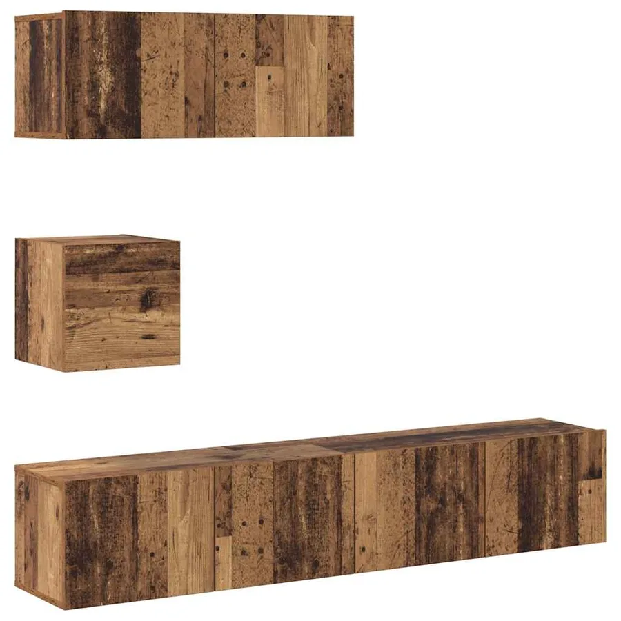 Ensemble de meuble TV mural 4 pcs vieux bois bois d'ingénierie - 2
