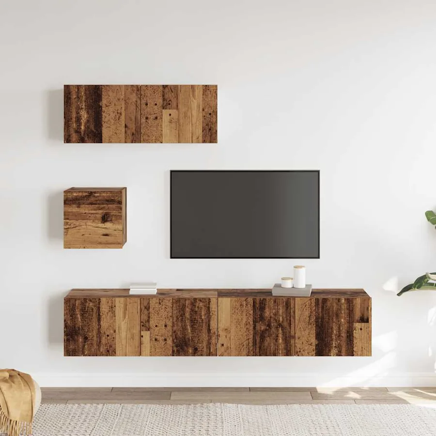 Ensemble de meuble TV mural 4 pcs vieux bois bois d'ingénierie - 3