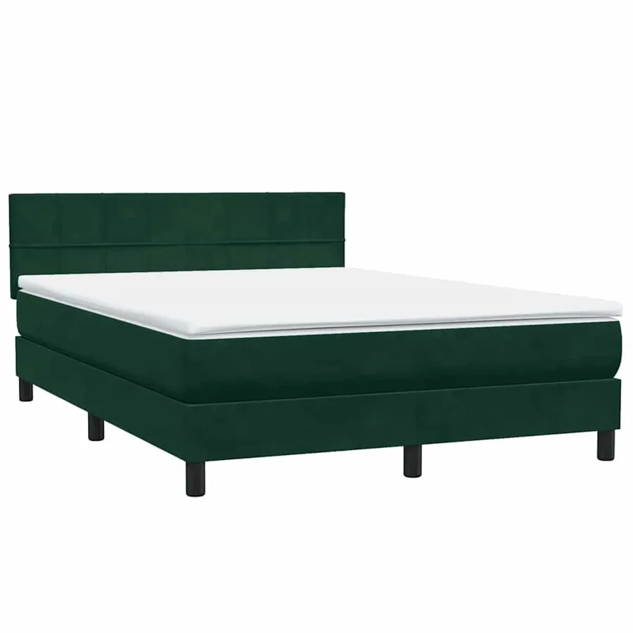 Sommier à lattes de lit et matelas et LED vert foncé 160x210cm velours - 5