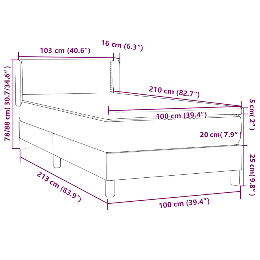 Sommier à lattes de lit et matelas gris foncé 100x210cm velours - 12