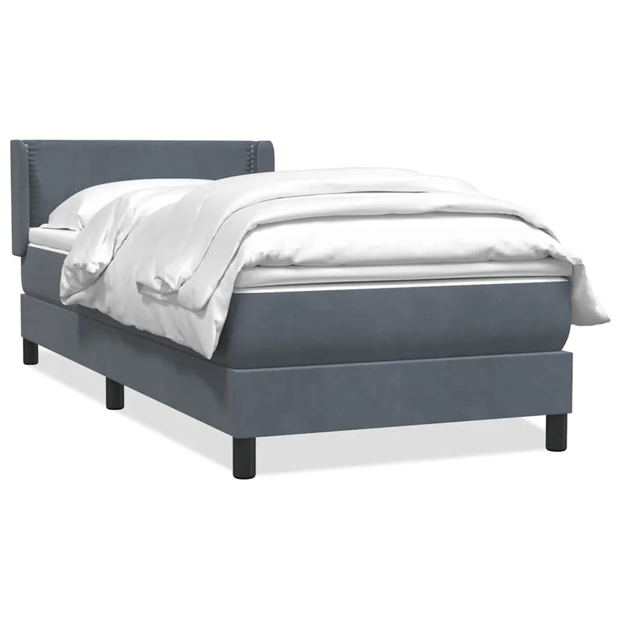 Sommier à lattes de lit et matelas gris foncé 100x210cm velours - 2