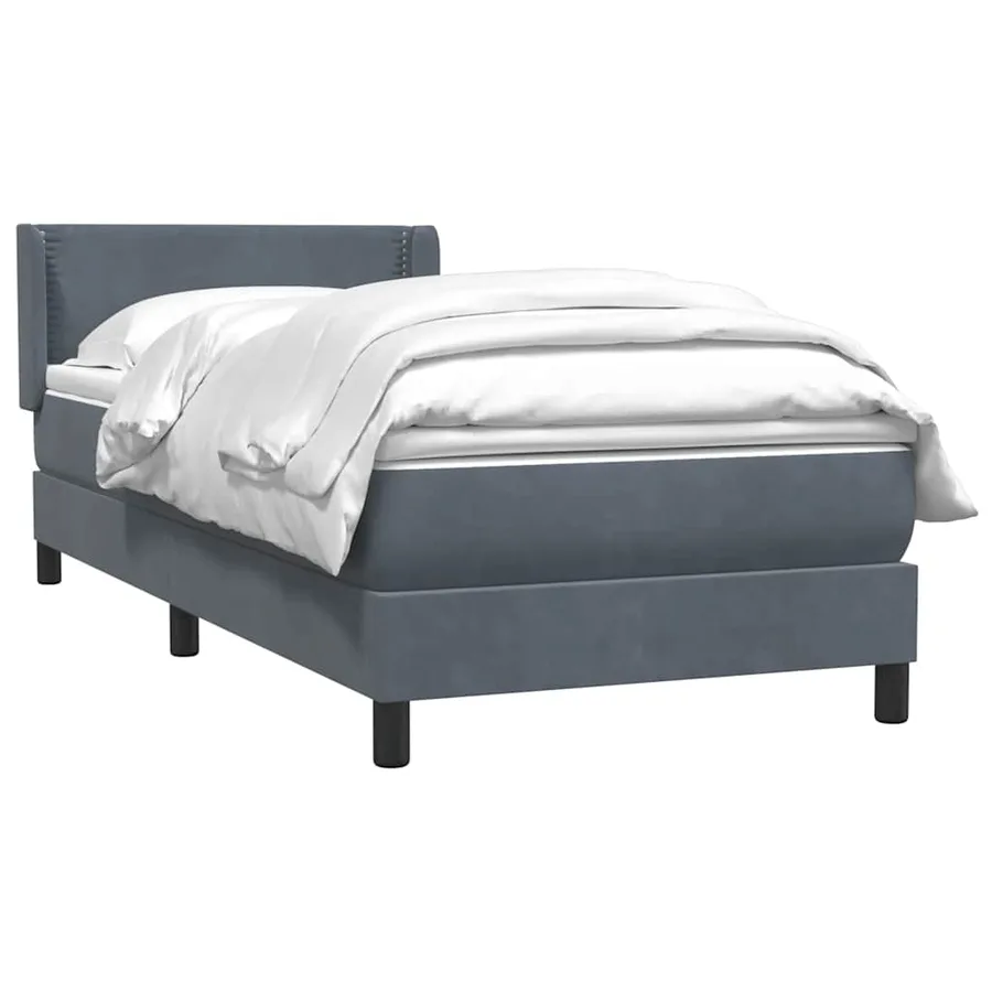 Sommier à lattes de lit et matelas gris foncé 100x210cm velours - 3