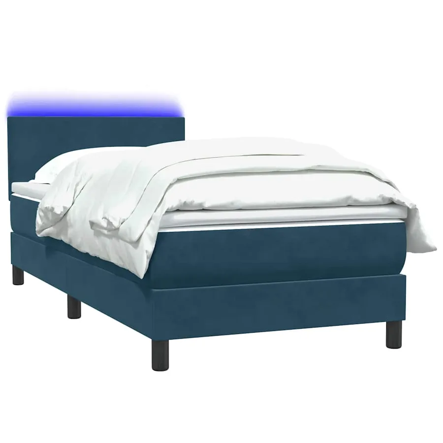 Sommier à lattes de lit et matelas et LED bleu foncé 120x210cm velours - 3