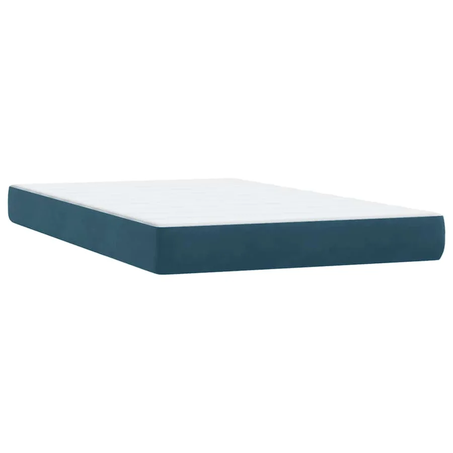 Sommier à lattes de lit et matelas et LED bleu foncé 120x210cm velours - 8