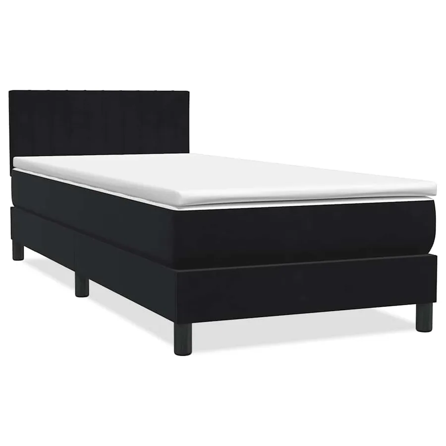 Sommier à lattes de lit avec matelas et LED noir 90x220 cm velours - 3