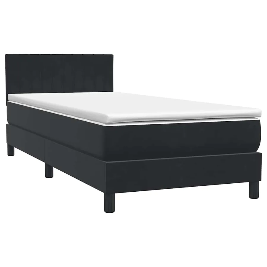 Sommier à lattes de lit avec matelas et LED noir 90x220 cm velours - 5