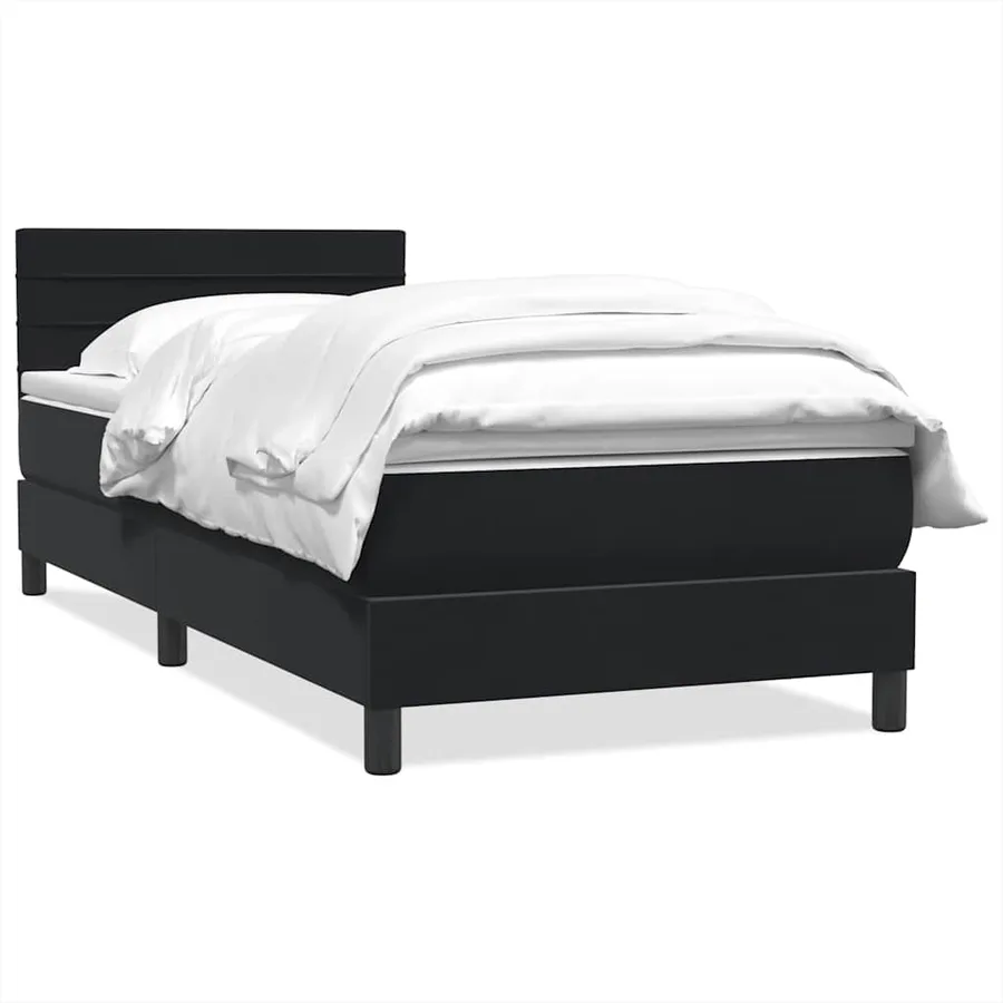 Sommier à lattes de lit avec matelas noir 90x220 cm velours - 2