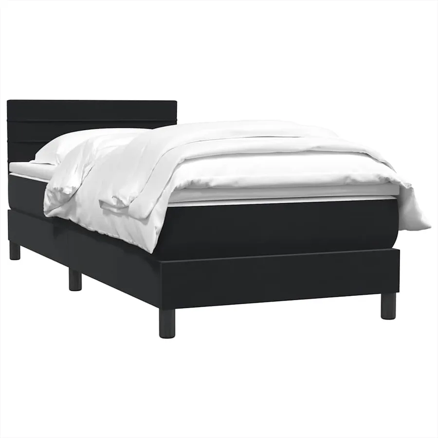 Sommier à lattes de lit avec matelas noir 90x220 cm velours - 3