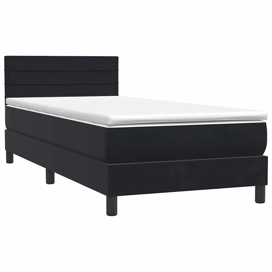 Sommier à lattes de lit avec matelas noir 90x220 cm velours - 4