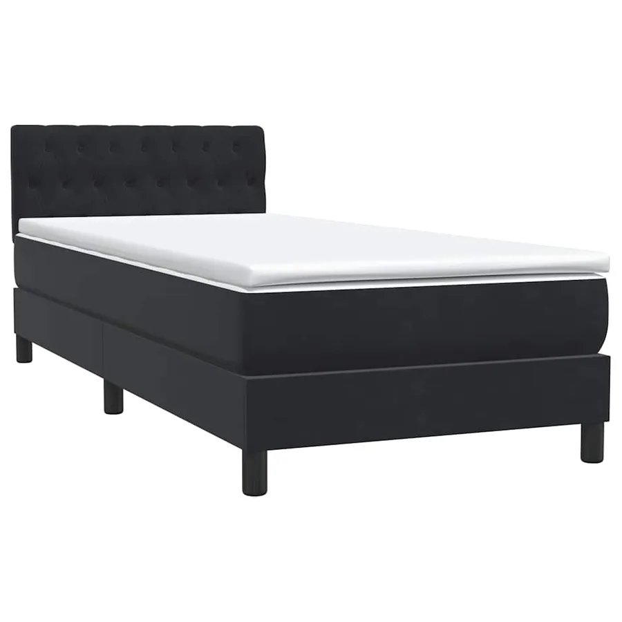 Sommier à lattes de lit avec matelas et LED noir 90x220 cm velours - 5