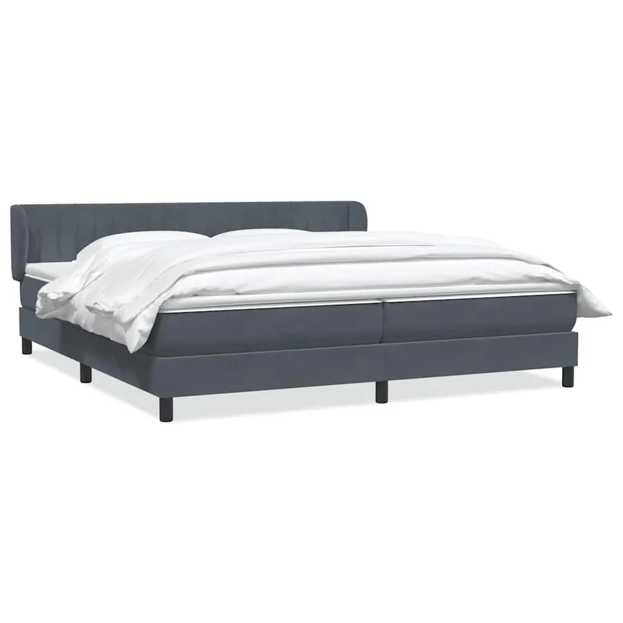 Sommier à lattes de lit et matelas gris foncé 180x210cm velours - 2