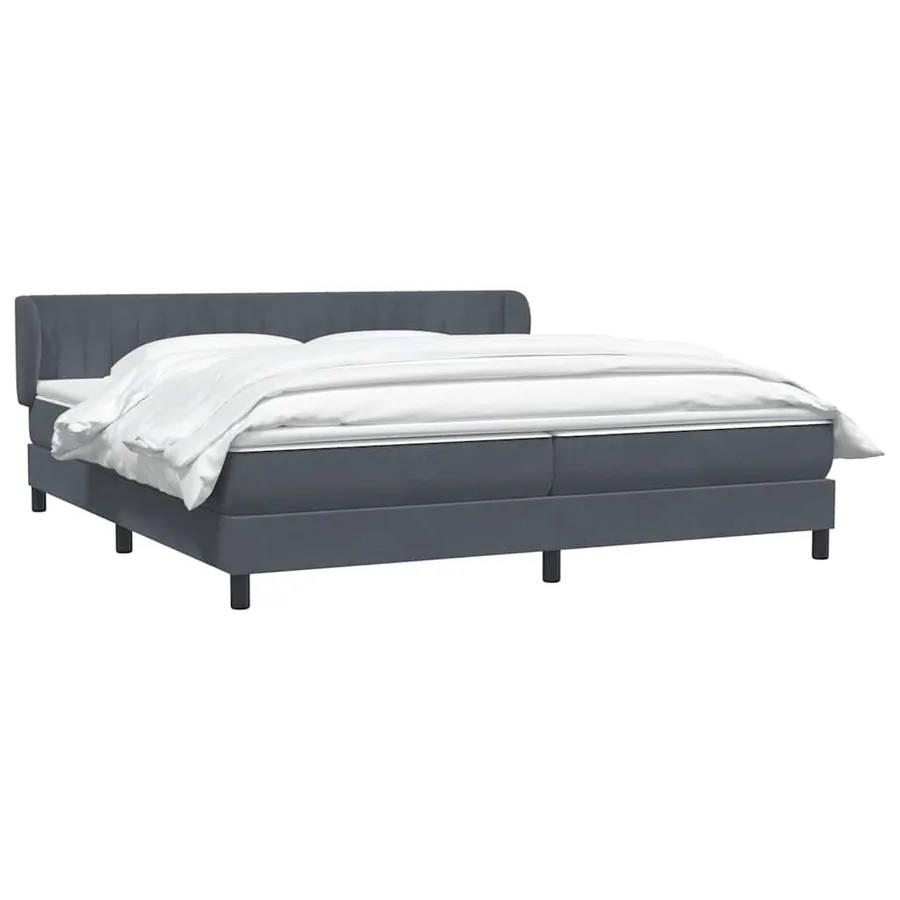 Sommier à lattes de lit et matelas gris foncé 180x210cm velours - 3