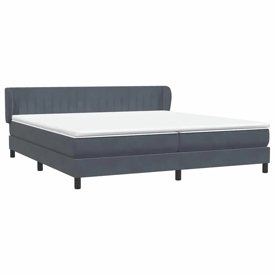 Sommier à lattes de lit et matelas gris foncé 180x210cm velours - 4