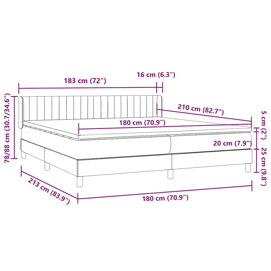 Sommier à lattes de lit avec matelas rose 180x210 cm velours - 12