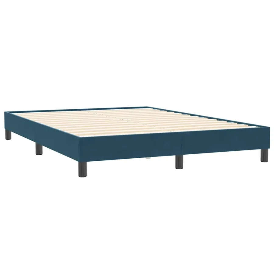 Sommier à lattes de lit et matelas bleu foncé 160x210cm velours - 5