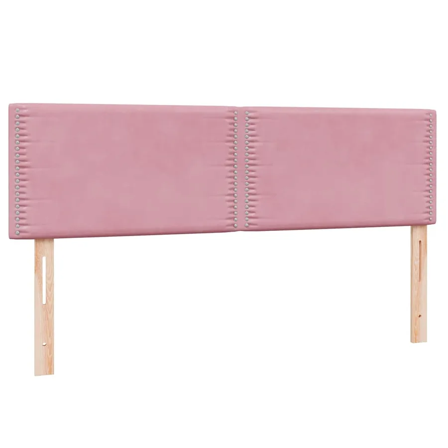 Sommier à lattes de lit avec matelas et LED rose 160x210 cm velours - 7