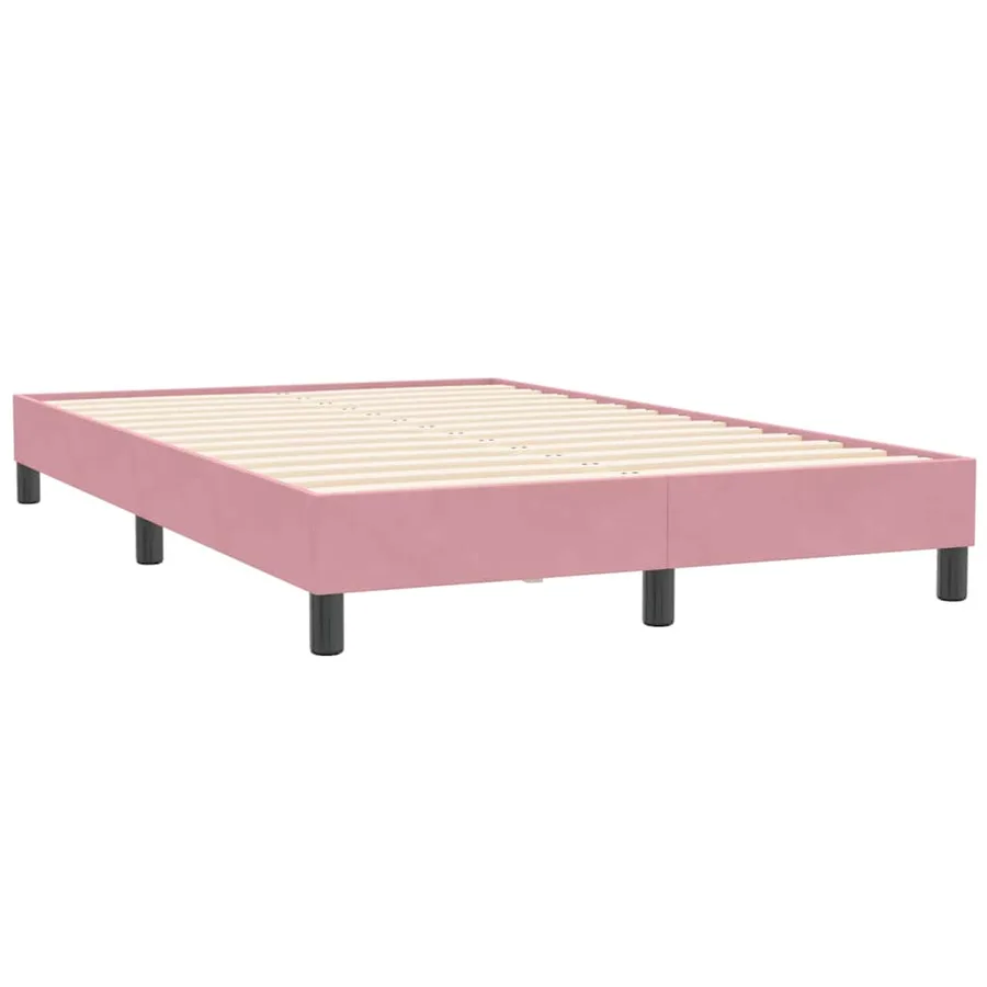 Sommier à lattes de lit avec matelas et LED rose 120x210 cm velours - 6