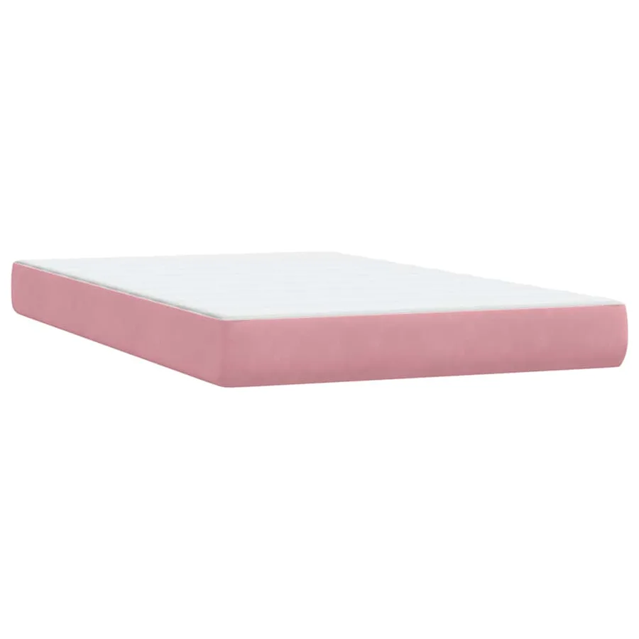 Sommier à lattes de lit avec matelas et LED rose 120x210 cm velours - 7