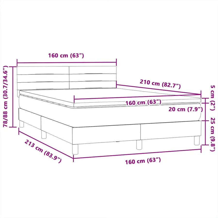 Sommier à lattes de lit avec matelas rose 160x210 cm velours - 12