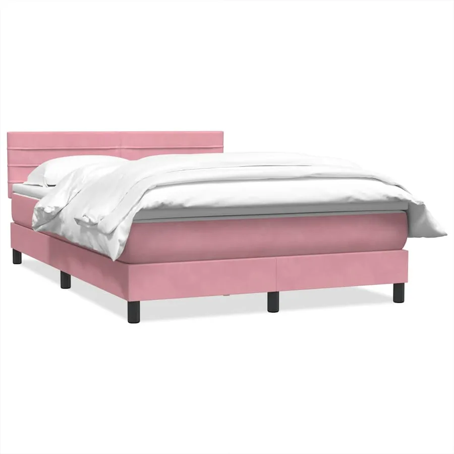 Sommier à lattes de lit avec matelas rose 160x210 cm velours - 2