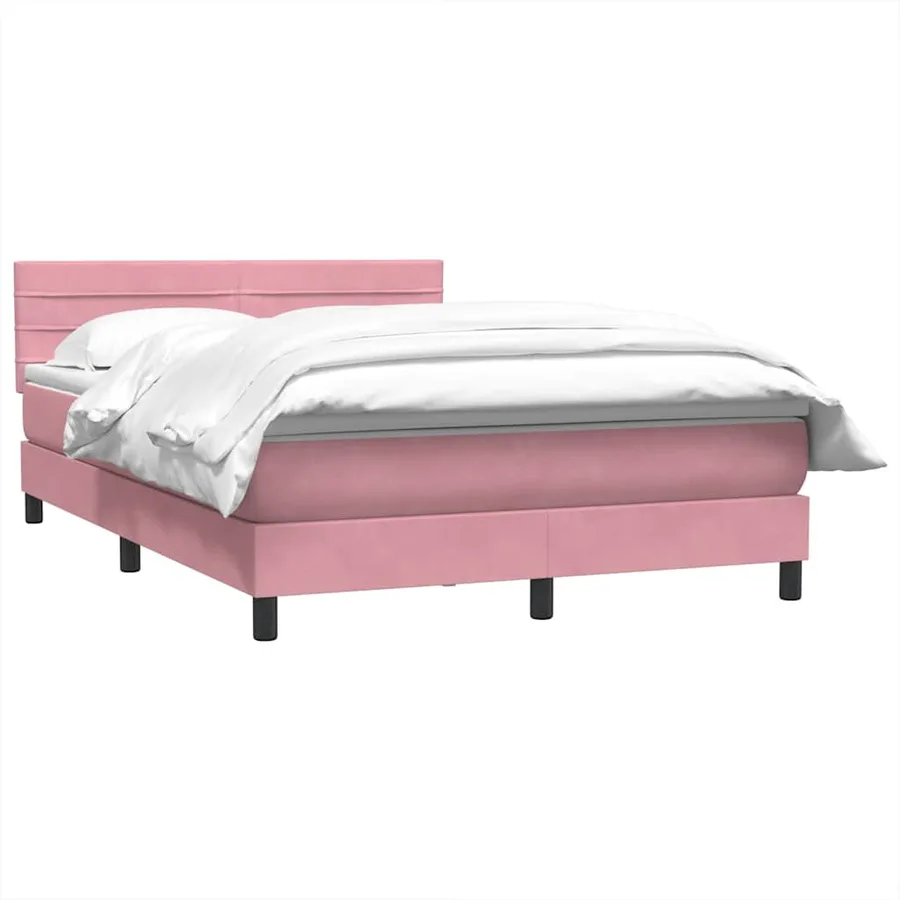 Sommier à lattes de lit avec matelas rose 160x210 cm velours - 3