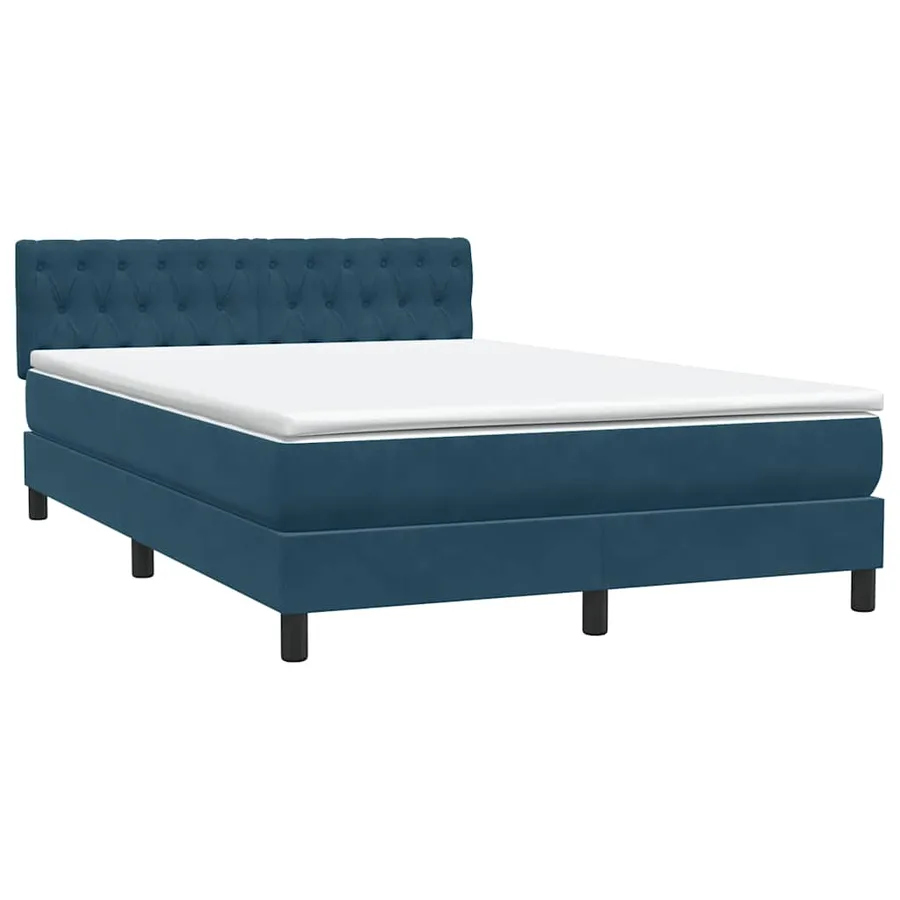 Sommier à lattes de lit et matelas et LED bleu foncé 160x210cm velours - 5
