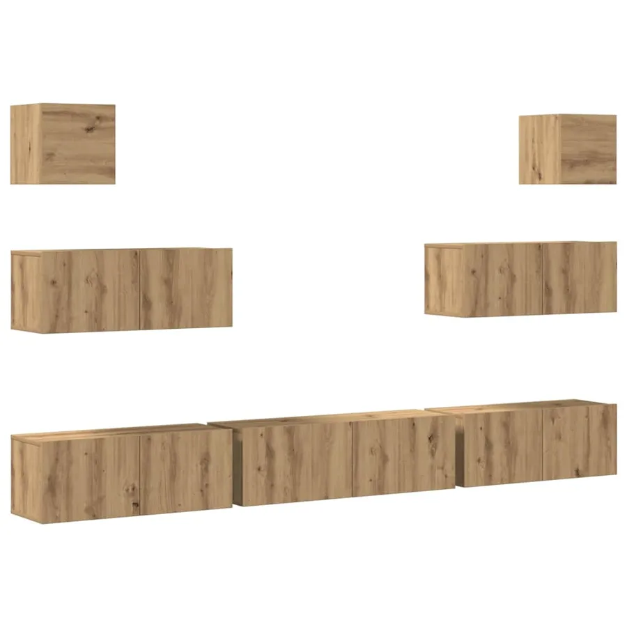 Ensemble de meuble TV mural 7 pcs chêne artisanal - 2