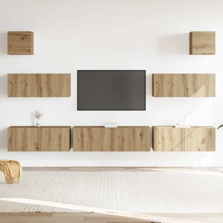 Ensemble de meuble TV mural 7 pcs chêne artisanal - 3