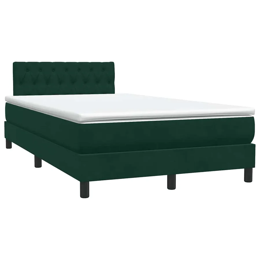 Sommier à lattes de lit et matelas et LED vert foncé 120x210cm velours - 5