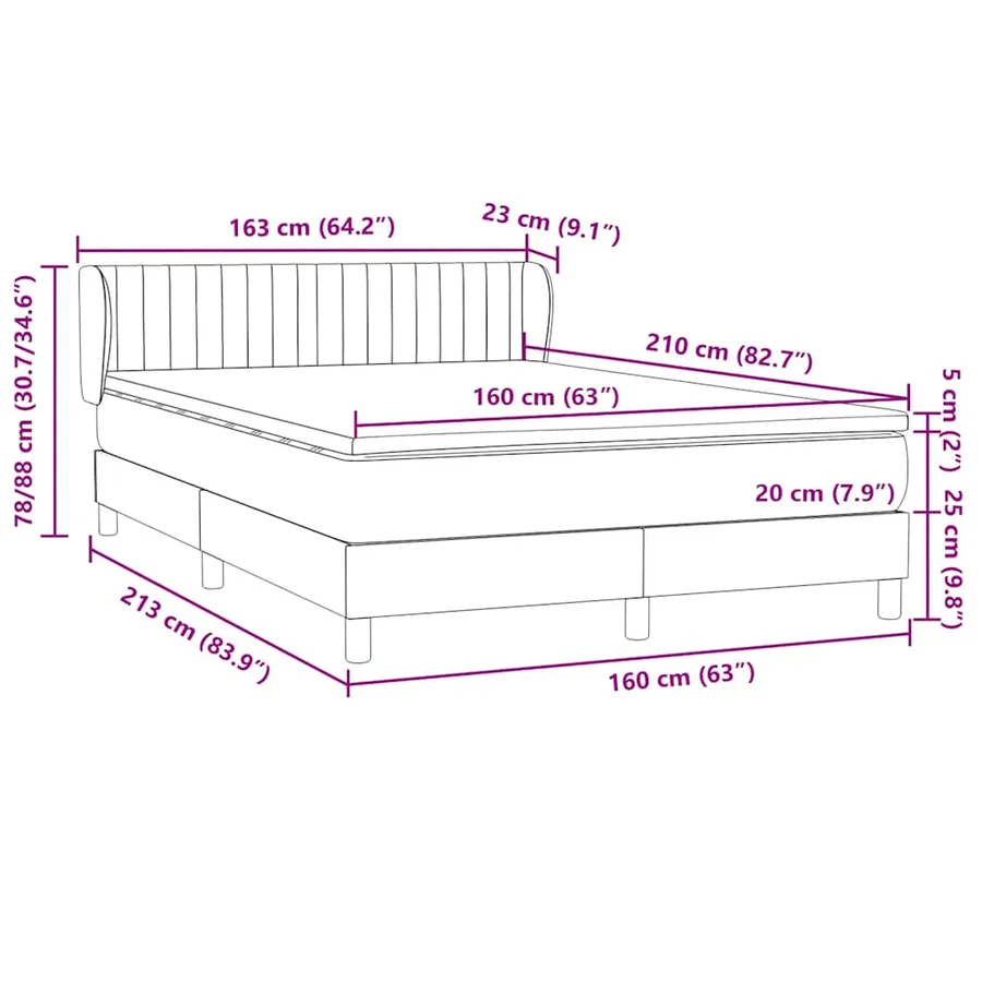 Sommier à lattes de lit et matelas gris clair 160x210cm velours - 12