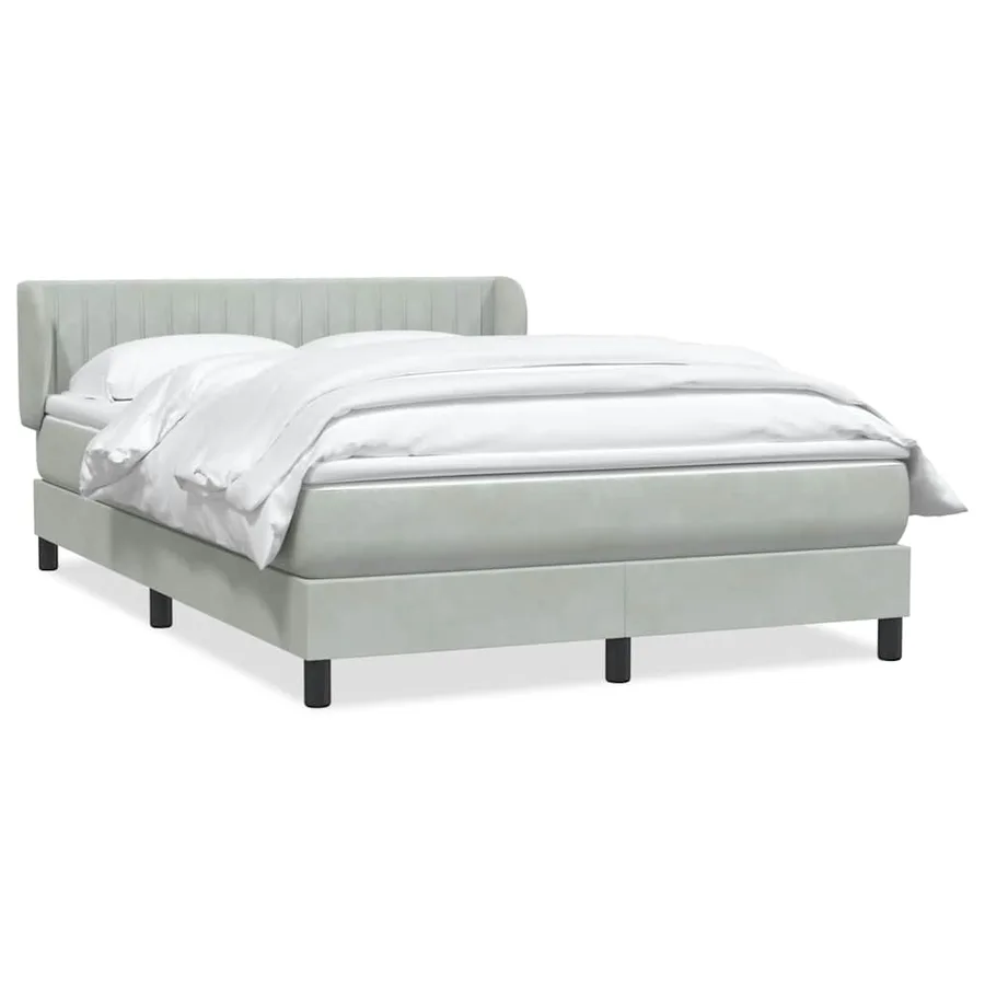 Sommier à lattes de lit et matelas gris clair 160x210cm velours - 2