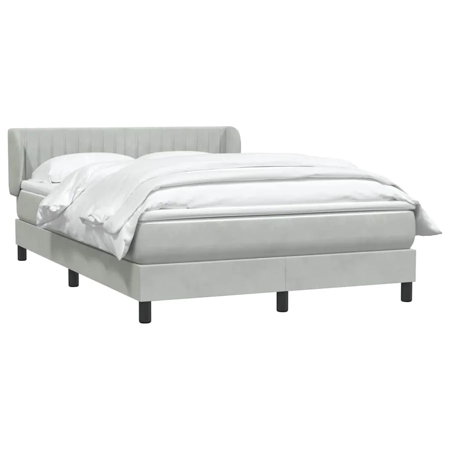 Sommier à lattes de lit et matelas gris clair 160x210cm velours - 3