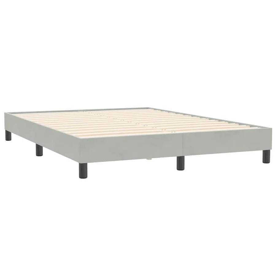 Sommier à lattes de lit et matelas gris clair 160x210cm velours - 5