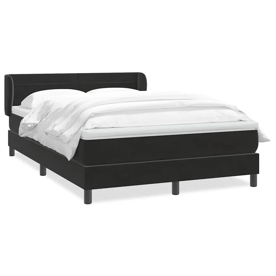 Sommier à lattes de lit avec matelas noir 160x210 cm velours - 2