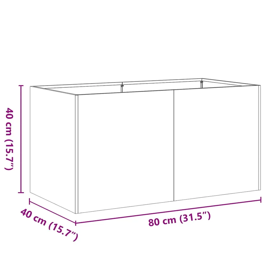 Jardinière rouillé 80x40x40 cm acier inoxydable - 11