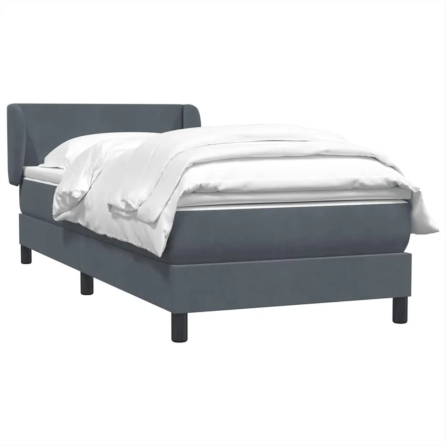 Sommier à lattes de lit et matelas gris foncé 90x220 cm velours - 4